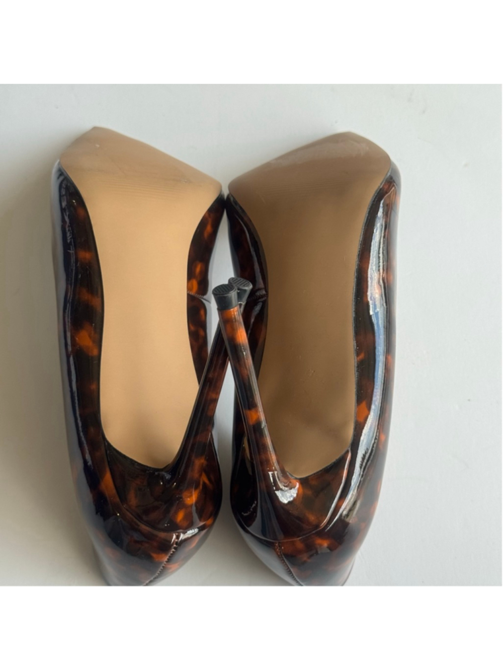 Steve Madden Valanal Tortoiseshell Patent Pointed Toe D’Orsay Stiletto Heels 5.5 - Picture 9 of 11